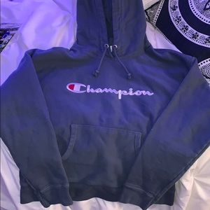 Dark Grey Blue Champion Hoodie